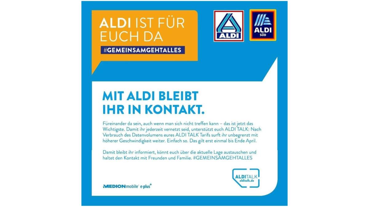 Aldi Talk: Keine Drosselung bis Ende Mai